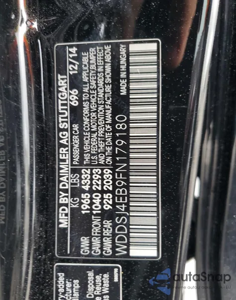 2015 Mercedes-Benz Cla 250 z USA, uszkodzony, nr VIN WDDSJ4EB9FN179180